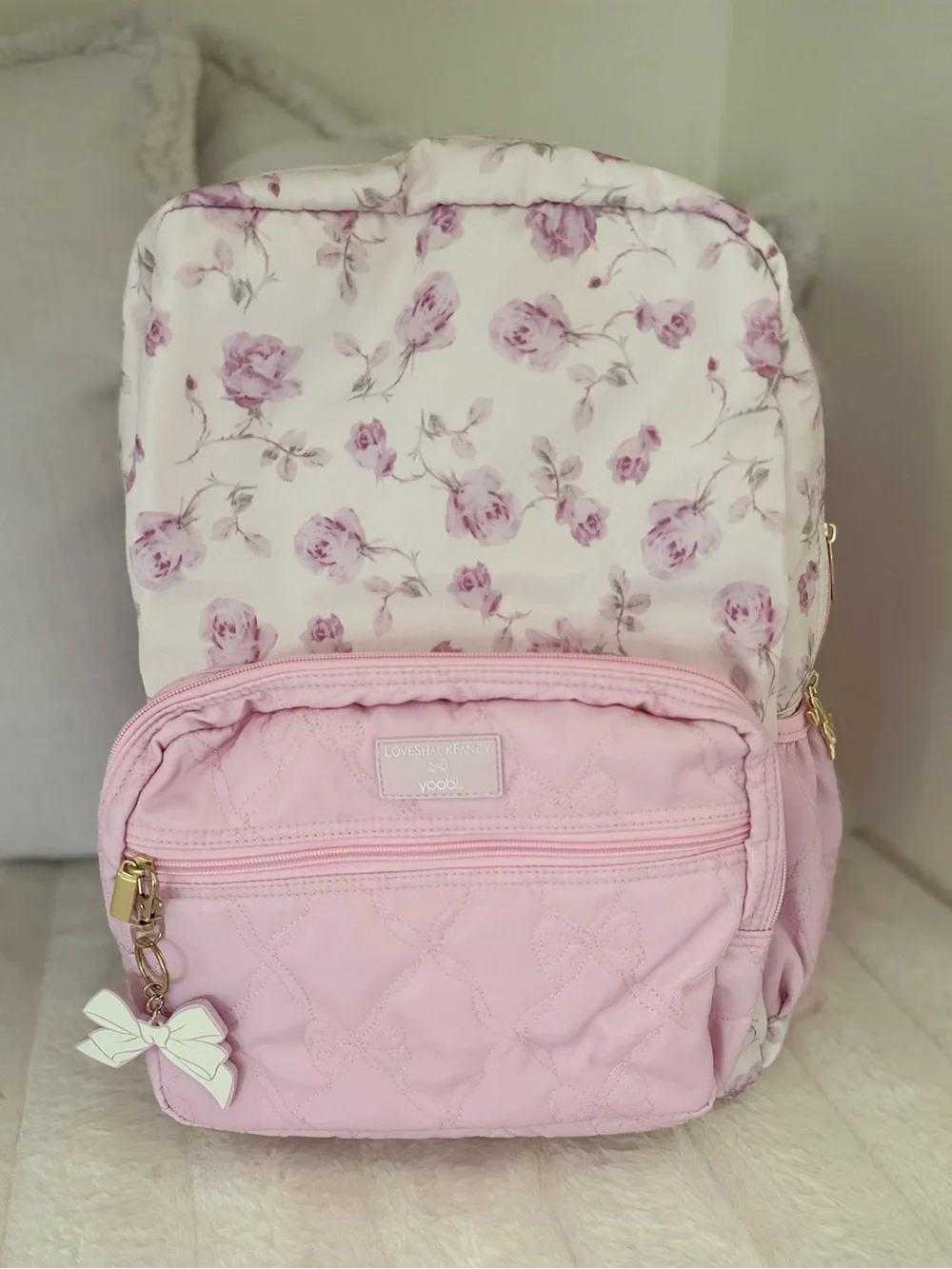 LoveShackFancy x Target - Yoobi Ribbon Rosa Backpack Sterling Dusk